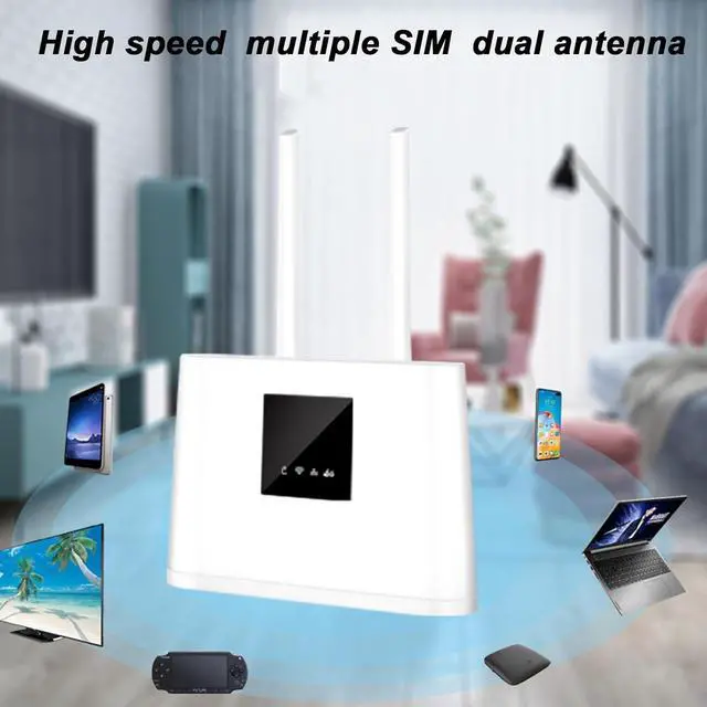 Alt view image 2 of 7 - 4G LTE Unlocked Wireless Mobile Hotspot with SIM Card Slot, 300Mbps WiFi Hotspot Router with 2x5dBi High Gain Dual Antenna (US Plug)