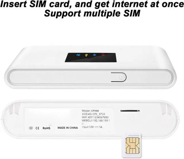 Alt view image 2 of 7 - 4G LTE Unlocked Wireless Mobile Hotspot with SIM Card Slot, 300Mbps WiFi Hotspot Router with Dual Removable High Gain Antenna (US Plug)