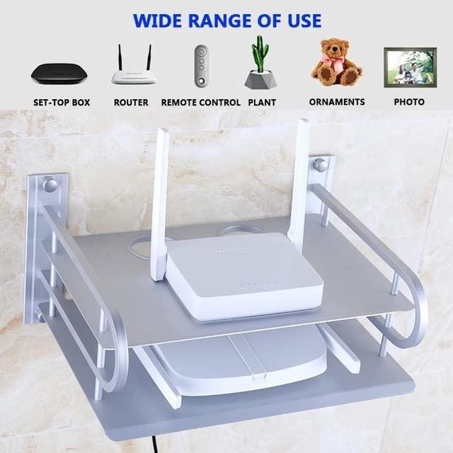 Wireless WiFi Router Boxes/TV Set-Top Box/DVD Player Stand/Telephone Holder  Rack Bracket Wall Mounting Black Silver Metal,for Home Decor 23.3.30
