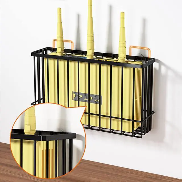 Alt view image 2 of 7 - RDBSMGX Mesh Cooling Router Wall Mount Solid WiFi Router Storage Box Shelf No-Punch Tv Wired Router Hidden Shelf Decorative Floating (Size: 35 X 9 X 18 Cm)