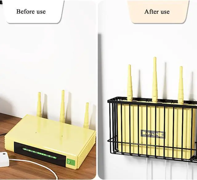 Alt view image 4 of 7 - RDBSMGX Mesh Cooling Router Wall Mount Solid WiFi Router Storage Box Shelf No-Punch Tv Wired Router Hidden Shelf Decorative Floating (Size: 35 X 9 X 18 Cm)