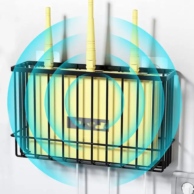 Alt view image 6 of 7 - RDBSMGX Mesh Cooling Router Wall Mount Solid WiFi Router Storage Box Shelf No-Punch Tv Wired Router Hidden Shelf Decorative Floating (Size: 35 X 9 X 18 Cm)