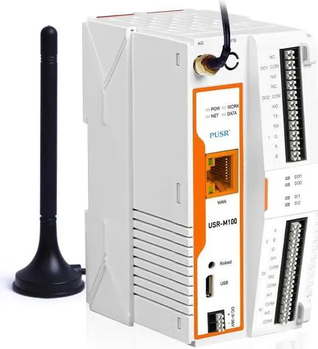 Main image of USR-M100 Industrial Remote IO Gateway and Extender 8DI Cellular Network LTE Cat4 with Edge Computing Modbus rtu to TCP MQTT