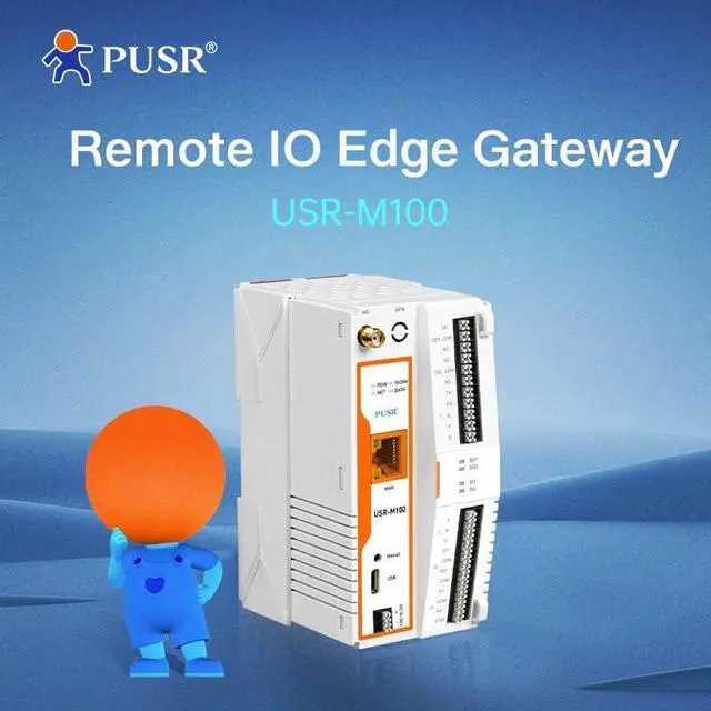 Alt view image 3 of 6 - USR-M100 Industrial Remote IO Gateway and Extender 8DI Cellular Network LTE Cat4 with Edge Computing Modbus rtu to TCP MQTT