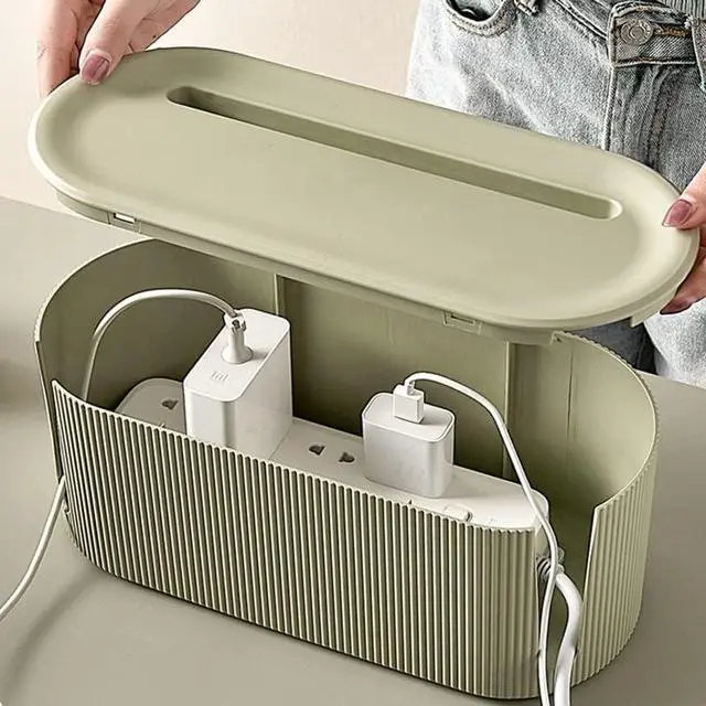 Alt view image 6 of 7 - MJER Wireless WiFi Router Storage Box, Dustproof Socket Plug Power Line WiFi Router Box, for Home Office Organizers 23.3.23 (Color : Khaki)