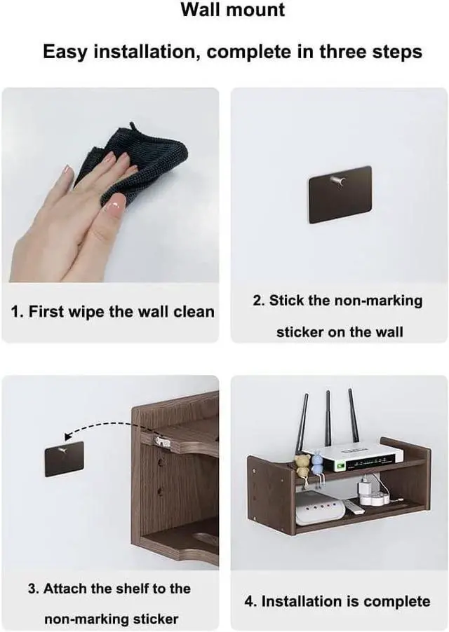 Alt view image 5 of 5 - LINGERIN Wireless Router Storage Box Router Fences Wall Shelf WiFi Router Storage Box Wireless WiFi Router Shelf Wall Mount Floating Shelf Desktop Storage Box (Color : White, Size : 30x18.5x15cm)