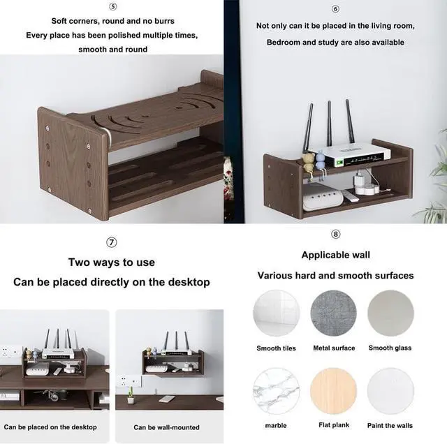 Alt view image 4 of 5 - LINGERIN Wireless Router Storage Box Router Fences Wall Shelf WiFi Router Storage Box Wireless WiFi Router Shelf Wall Mount Floating Shelf Desktop Storage Box (Color : White, Size : 30x18.5x15cm)