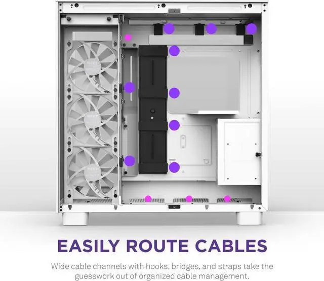 Alt view image 7 of 7 - NZXT H9 Flow Dual-Chamber ATX Mid-Tower PC Gaming Case  High-Airflow Perforated Top Panel  Tempered Glass Front & Side Panels  360mm Radiator Support  Cable Management  White