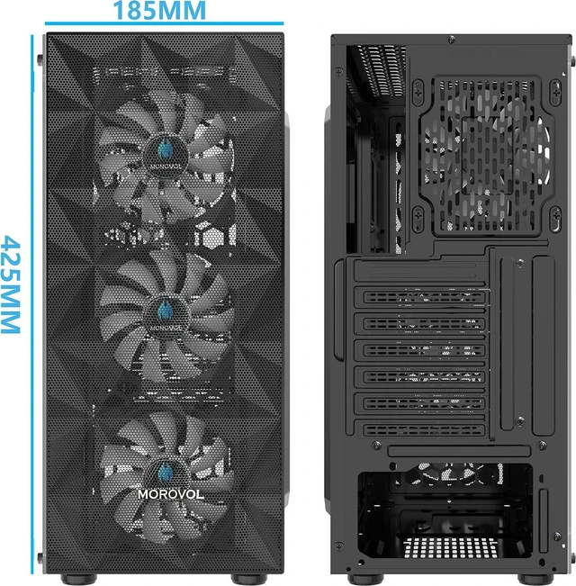 Alt view image 6 of 6 - 621 ATX Mid-Tower Gaming PC Case 4 RGB Fans Pre-Installed, Diamond-Shaped Mesh Front, Tempered Glass Side Panel, USB 3.0 Airflow
