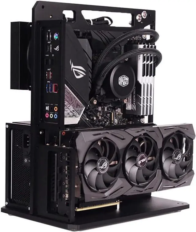 Main image of PC Case All Aluminum Open Air Test Bench Compatible ATX MATX ITX Motherboard Computer Cooling Vertical Personalized Chassis Black
