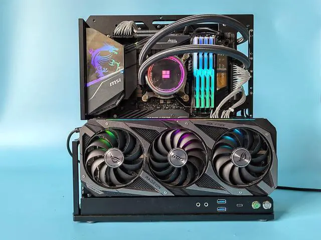 Alt view image 2 of 6 - PC Case All Aluminum Open Air Test Bench Compatible ATX MATX ITX Motherboard Computer Cooling Vertical Personalized Chassis Black