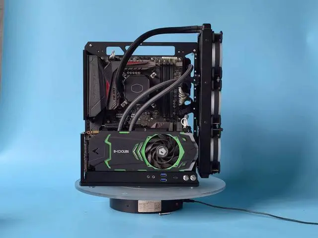 Alt view image 3 of 6 - PC Case All Aluminum Open Air Test Bench Compatible ATX MATX ITX Motherboard Computer Cooling Vertical Personalized Chassis Black