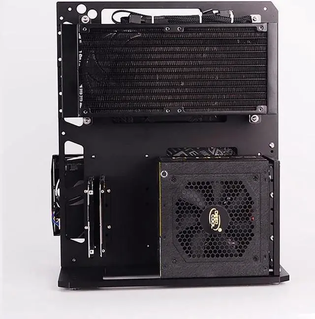 Alt view image 5 of 6 - PC Case All Aluminum Open Air Test Bench Compatible ATX MATX ITX Motherboard Computer Cooling Vertical Personalized Chassis Black