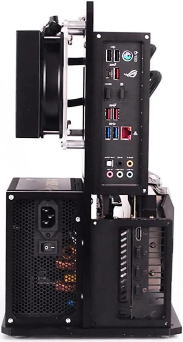 Alt view image 6 of 6 - PC Case All Aluminum Open Air Test Bench Compatible ATX MATX ITX Motherboard Computer Cooling Vertical Personalized Chassis Black