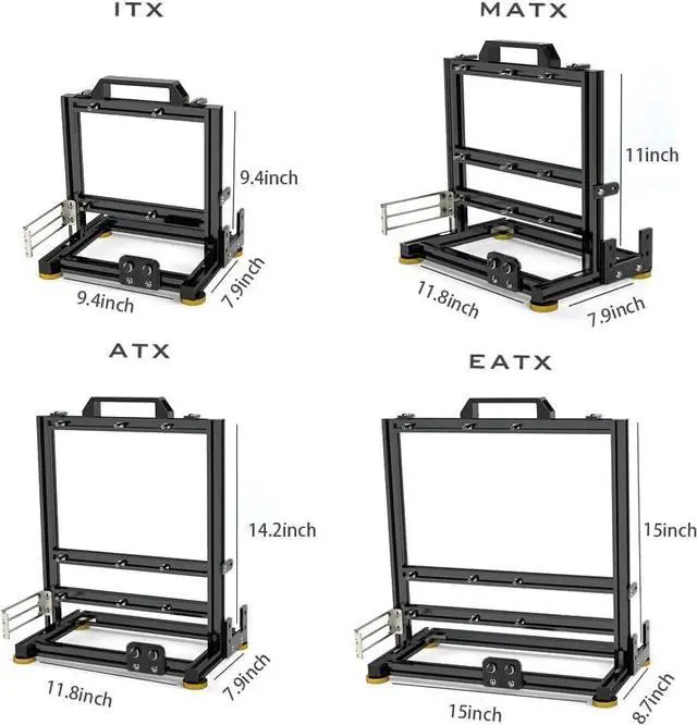 Alt view image 4 of 7 - DIY Aluminium Pc Open Case Computer Chassis Test Bench Support Water Cooling Support Server chassis Support Itx Matx Atx Eatx (4.E-ATX)