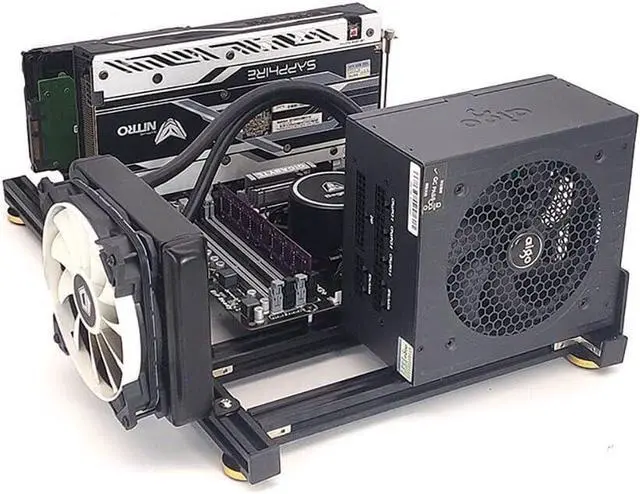 Alt view image 2 of 7 - PC Case Open Frame ITX Computer Chassis Rack Horizontal DIY Computer Case Desktop Aluminum Bracket Support ATX Power Supply