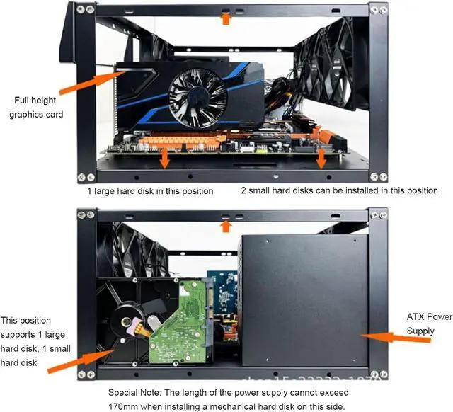 Alt view image 6 of 7 - ATX Open Chassis Case Rack, DIY Gaming Computer Case for EATX MATX ITX Motherboards, Supports X79 X99 Dual Channels, Stackable PC Case Open Frame