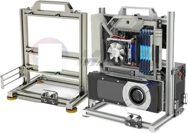 Alt view image 3 of 6 - Computer Case DIY Gamers Cabinet ITX MATX PC Case Open Frame Aluminum Creative ATX Desktop Gaming Computer Chassis Rack Dynamic(ATX-Black), 1