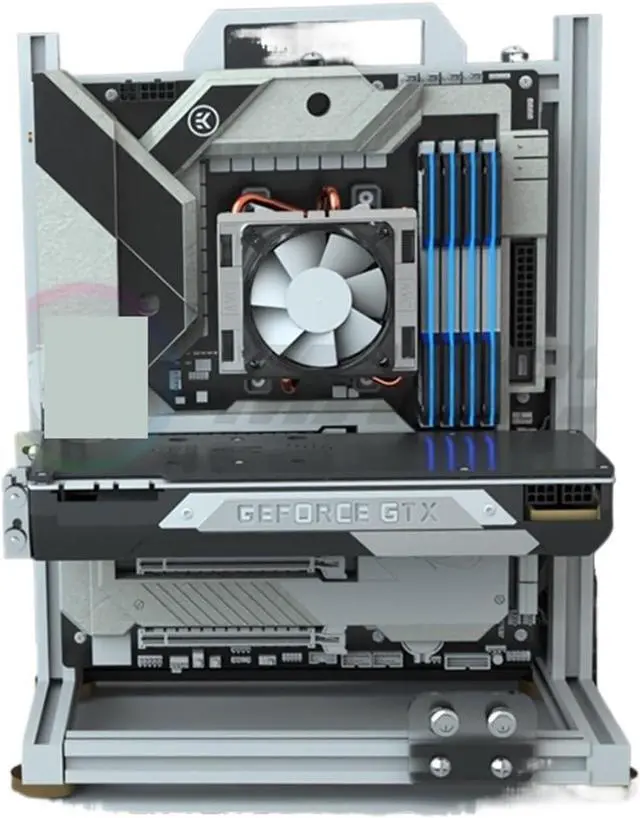 Alt view image 5 of 6 - Computer Case DIY Gamers Cabinet ITX MATX PC Case Open Frame Aluminum Creative ATX Desktop Gaming Computer Chassis Rack Dynamic(ATX-Black), 1
