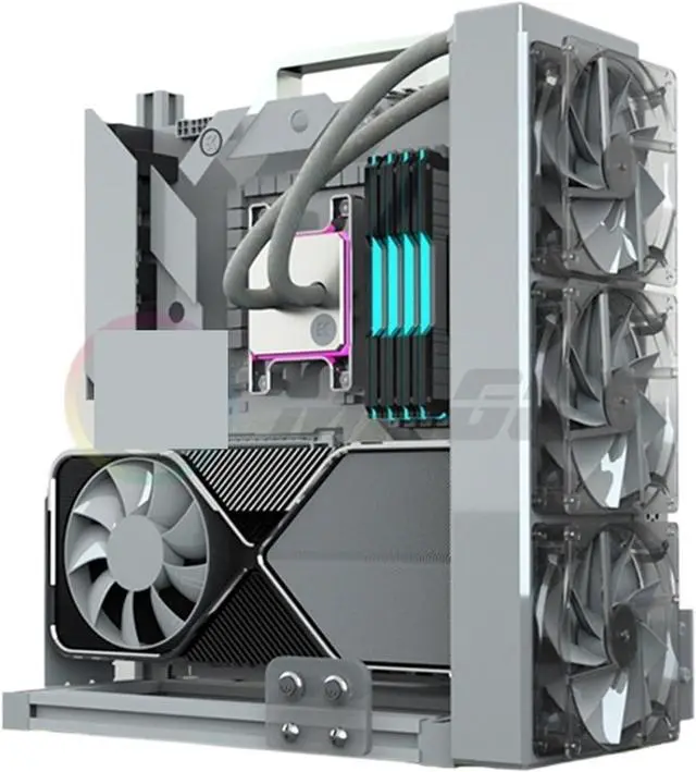 Alt view image 6 of 6 - Computer Case DIY Gamers Cabinet ITX MATX PC Case Open Frame Aluminum Creative ATX Desktop Gaming Computer Chassis Rack Dynamic(ATX-Black), 1