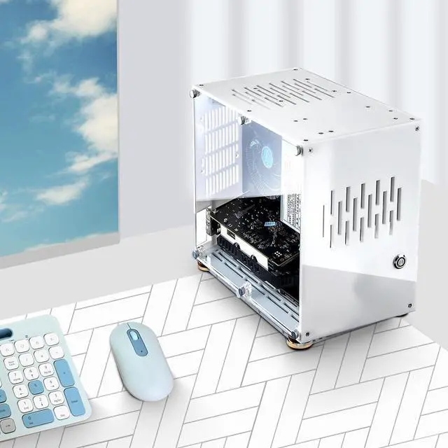 Alt view image 7 of 7 - Mini ITX Computer Case, Desktop Computer Chassis, Acrylic Transparent Panel, 360 Degree Open PC Gaming Case, Supports ITX Motherboard, 266x235x161mm