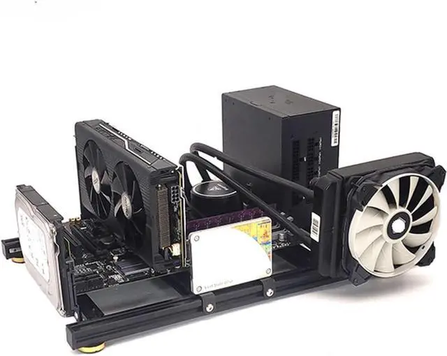 Alt view image 2 of 7 - Computer Case Personalized Open PC Case Frame ITX MATX ATX Desktop Computer Chassis Rack Horizontal, Cooling DIY Gamer Cabinet Dynamic(MATX Case)