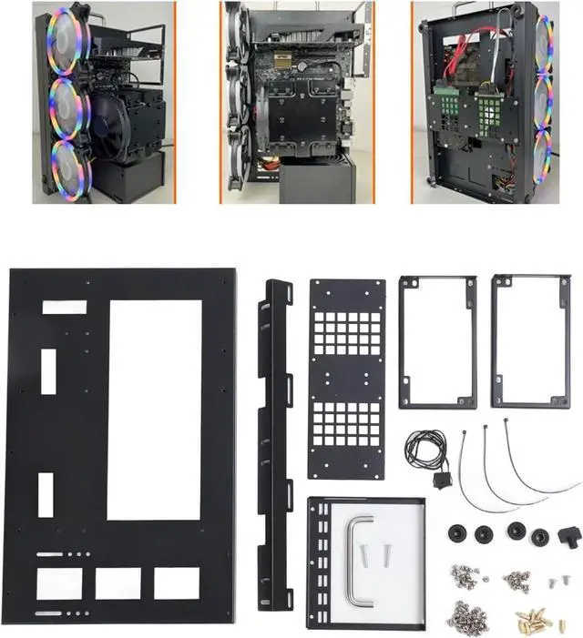 Alt view image 5 of 7 - Computer Open Case Bracket for ATX M ATX ITX Motherboards, Gaming PC Case Powerful Cooling Steel Plate Computer Case Frame