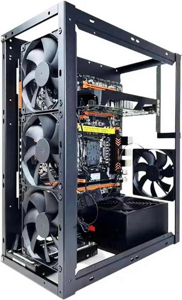Main image of Computer Case DIY Computer Motherboard Case Rack Aluminum Frame Chassis Cooling Rack Stand Open Chassis Support Bracket Dynamic, 1, Black