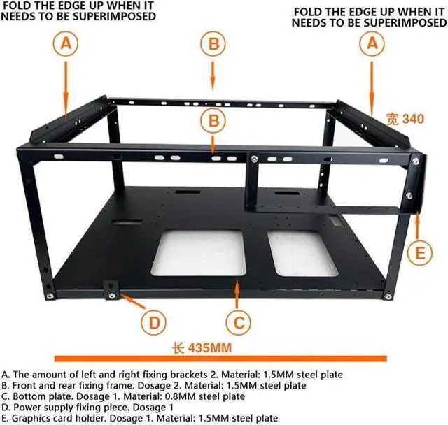 Alt view image 6 of 7 - Computer Case DIY Computer Motherboard Case Rack Aluminum Frame Chassis Cooling Rack Stand Open Chassis Support Bracket Dynamic, 1, Black