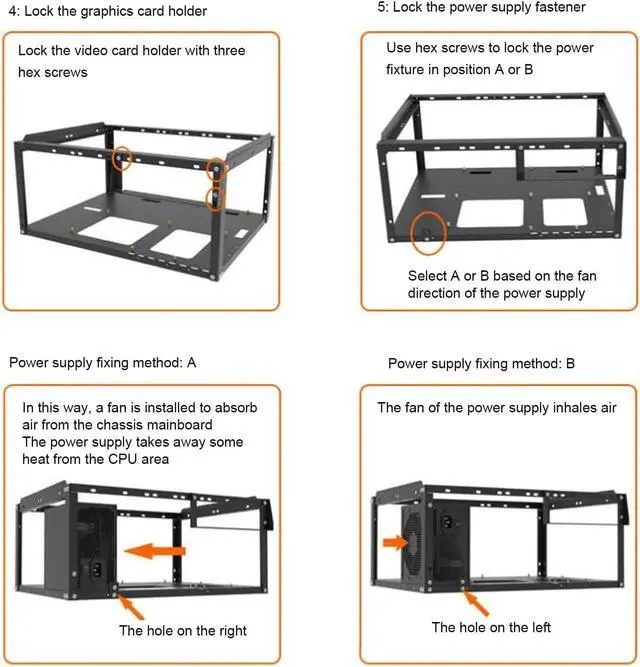 Alt view image 6 of 7 - DIY Computer Case, ATX Open Chassis Case Rack for EATX MATX ITX Motherboards, Widely Body Heat Dissipation ATX Case