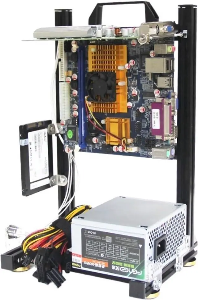 Alt view image 3 of 6 - Computer Case Gamer Cabinet ITX MATX ATX Portable,Vertical PC Case Open Frame Rack,DIY Cooler Computer Gaming Chassis Desktop Dynamic(MATX), 1