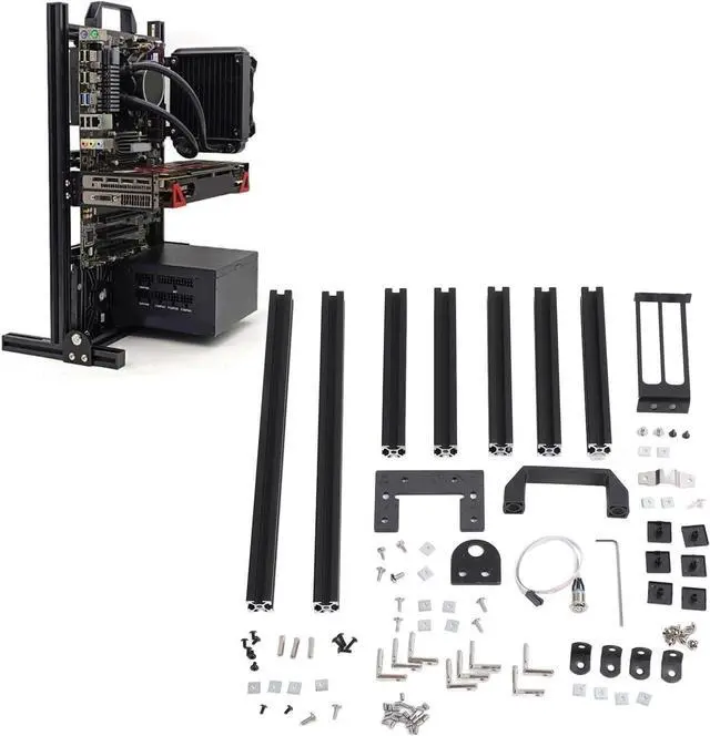 Alt view image 4 of 7 - DIY Computer Motherboard Case Rack, Vertical Open Aluminum Frame Chassis Rack Open Chassis Frame Motherboard Case Rack