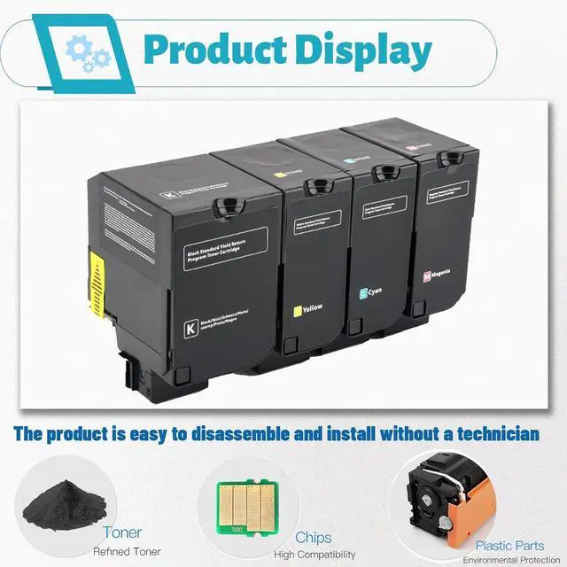 Alt view image 4 of 7 - S5840 Toner Compatible Toner Cartridges Replacement for Dell 593-BBXX 593-BBXU 593-BBXW 593-BBXV Use for S5840DN S5840CDN Printer (Black)