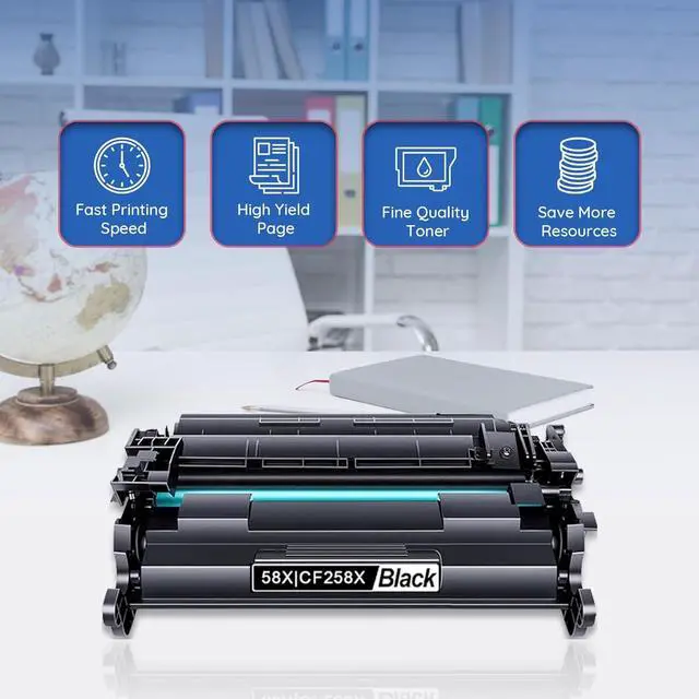 Alt view image 6 of 7 - 58X CF258X Black Toner Cartridge with Chip Replacement   58X 58A CF258A Works with Laser Enterprise M406dn, MFP M430f, Laser Pro M404 Series, Laser Pro MFP M428 Series High Yield (2-Pack)