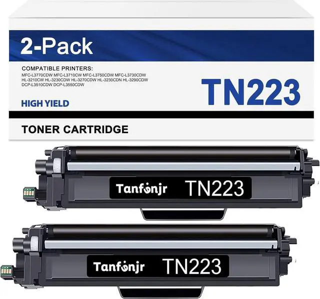 Main image of TN223 TN227 Black Toner Cartridge Twin Pack TN223 2Pk (TN2232PK) Replacement for Brother TN-223 Black Toner MFC-L3770CDW MFC-L3710CW HL-3210CW HL-3230CDW HL-3270CDW HL-3290CDW Printer