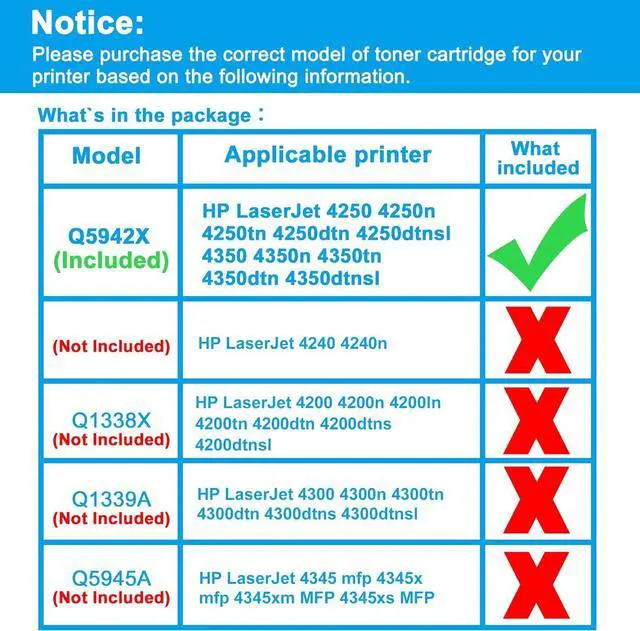 Alt view image 2 of 7 - Ennovor LCL Compatible 42X Q5942X High Yield Toner Cartridge Replacement for HP Laserjet 4250 4250tn 4350n 4250dtn 4350 4350tn 4250dtnsl 4350dtn 4250n 4350dtnsl (2-Pack Black)