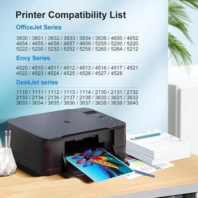 Alt view image 2 of 7 - 63XL Ink Cartridges Black and Color for HP Ink 63 Replacement for HP 63XL Ink Cartridge Combo Pack Work for HP OfficeJet 3830 4650 5255 5258 5200 Envy 4520 4512 DeskJet 1112 2130 3630 Printer