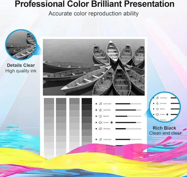 Alt view image 5 of 7 - 63XL Ink Cartridges Black and Color for HP Ink 63 Replacement for HP 63XL Ink Cartridge Combo Pack Work for HP OfficeJet 3830 4650 5255 5258 5200 Envy 4520 4512 DeskJet 1112 2130 3630 Printer