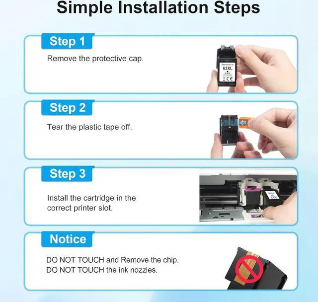 Alt view image 7 of 7 - 63XL Ink Cartridges Black and Color for HP Ink 63 Replacement for HP 63XL Ink Cartridge Combo Pack Work for HP OfficeJet 3830 4650 5255 5258 5200 Envy 4520 4512 DeskJet 1112 2130 3630 Printer