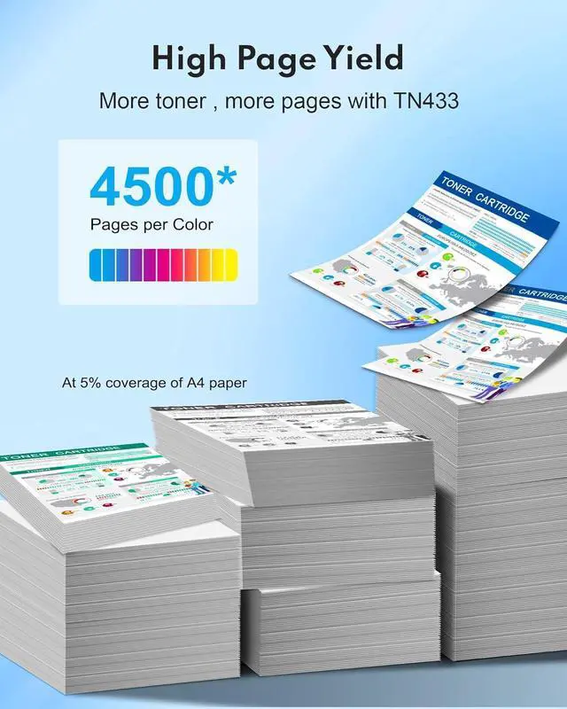 Alt view image 3 of 7 - Ennovor TN433 3 Pack High Yield TN433C, TN433M, TN433Y; TN-433 Replacement for Brother TN433 Toner Cartridge Set Work with HL-L8260CDW HL-L8360CDW MFC-L8610CDW MFC-L8900CDW HL-L9310CDW Printer