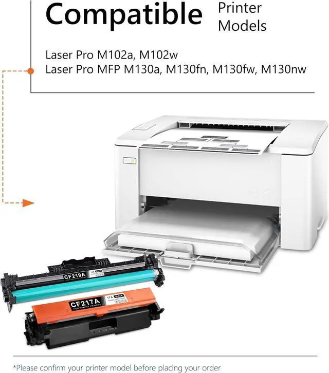 Alt view image 2 of 6 - CF217A 17A Black Toner Cartridge & CF219A 19A Drum Unit | Works with Laser Pro M102 Series, Laser Pro MFP M130 Series Printer Replacement   17A Cartridge CF219A Printer Drum (2 Toner+1 Drum)