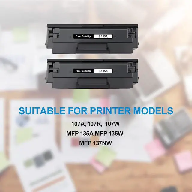 Alt view image 2 of 6 - 105A Black Toner Cartridge Compatible for 105A Black Toner for Laser 107a 107r 107w Laser MFP 135a 135w 137nw Printers | 1,500 Pages, 2 Pack | B105A Toner