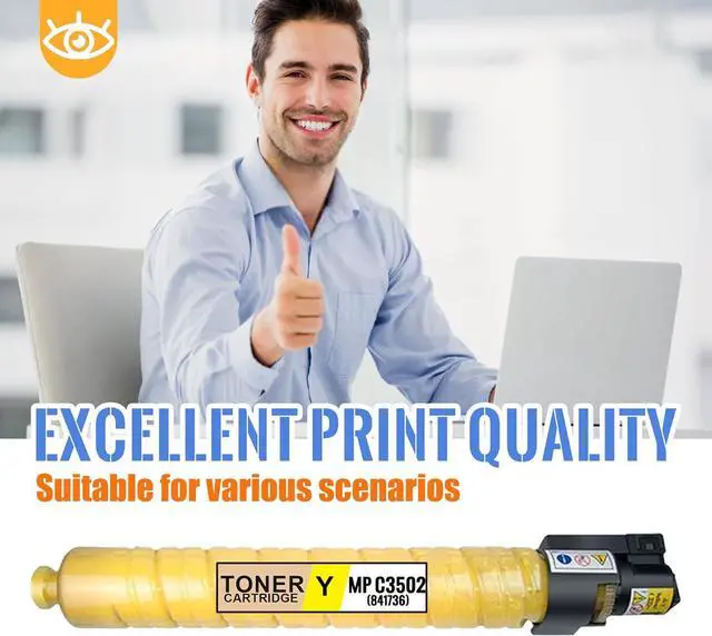 Alt view image 6 of 6 - 1 Pack MP C3502 Yellow Toner Cartridge | Replacement for Ricoh MP C3502 Work with Aficio MP C3002 MP C3502 Savin MP C3002 MP C3502 | 841736