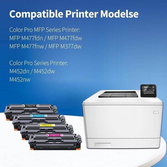 Alt view image 2 of 7 - Ennovor 410A Toner Cartridge Replacement for HP 410A CF410A CF411A CF412A CF413A Toner Cartridge Pro MFP M377 Series M477 (Black, Cyan, Magenta, Yellow)| CF410AQ (4-Pack)