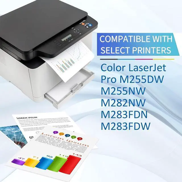Alt view image 2 of 7 - 207A Toner Cartridges Compatible   207A W2210A W2211A W2212A W2213A Toner Cartridge Work   Color Laserjet Pro M255DW M255NW M282NW M283FDN M283FDW Printers Black