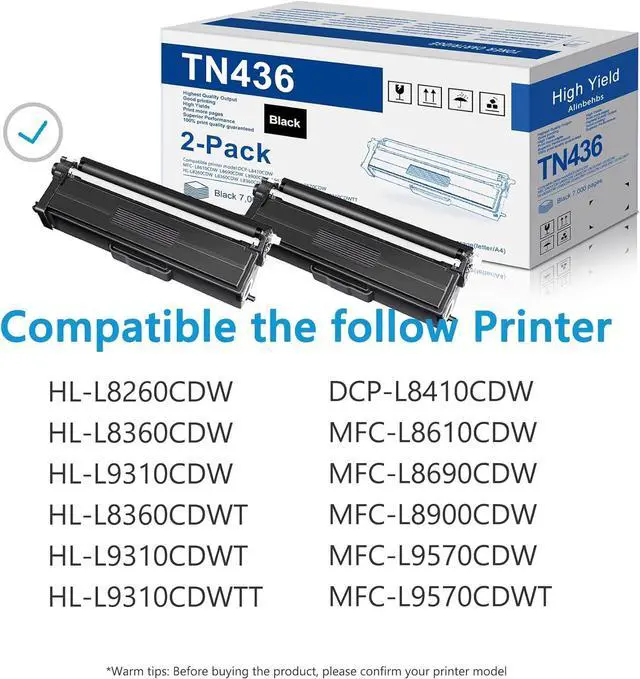 Alt view image 2 of 7 - TN 436 TN436 Toner Black Replacement for Brother TN436BK MFC-L8900CDW Toner HL-L8360CDW HL-L8260CDW MFC-L8610CDW HL-L8360CDWT Printer (TN436BK 2-Pack)