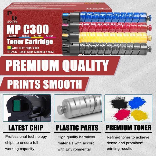 Alt view image 4 of 7 - VERIMP MP C300 Toner Cartridges Compatible for Ricoh 841295 841296 841297 841298 Toner Cartridge Work for Ricoh Aficio MP C300 C300SR C400 C400SR C401 C401SR Printers 1 Cyan Pack