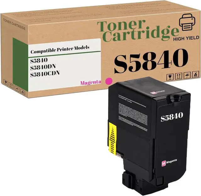 Main image of Compatible High-Yield S5840 Toner Cartridges Replacement for Dell JDCTN R59F2 K83JD KT71F for S5840DN S5840CDN Printer (1-Pack Magenta)