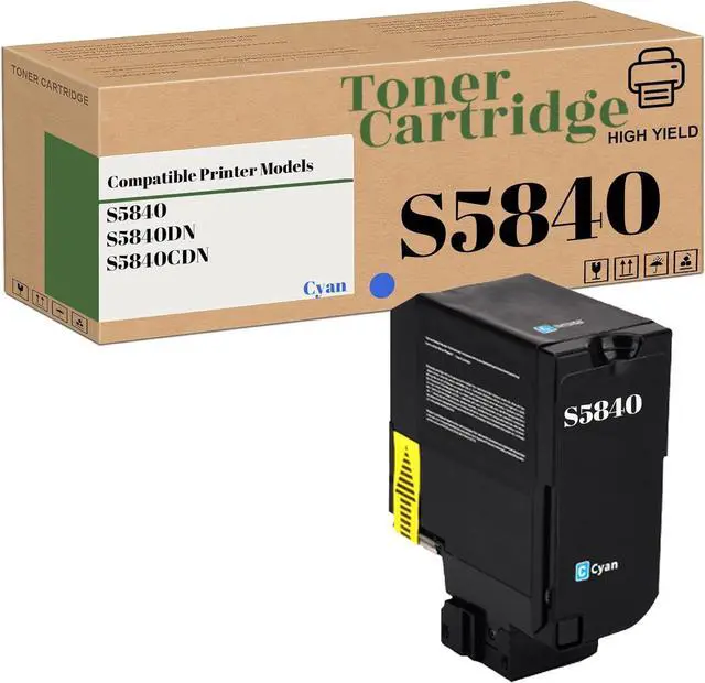 Main image of Compatible High-Yield S5840 Toner Cartridges Replacement for Dell JDCTN R59F2 K83JD KT71F for S5840DN S5840CDN Printer (1-Pack Cyan)