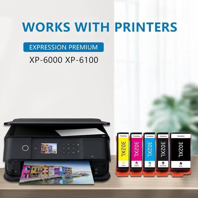 Alt view image 2 of 6 - 302 Ink Cartridges Remanufactured Replacement for 302 XL 302XL T302XL Ink Cartridges use for Expression Premium XP-6000 XP-6100 XP6000 XP6100 Printer (5 Pack)